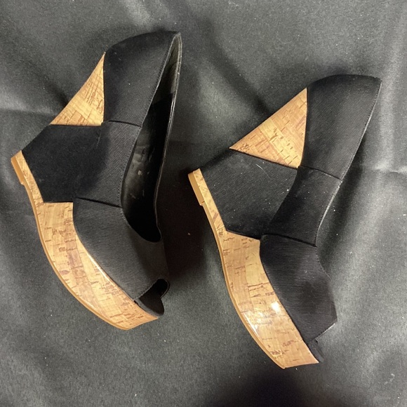 MOSSIMO Target Black Platform Cork Wedge Heel Peep toe (1288) - Picture 4 of 6
